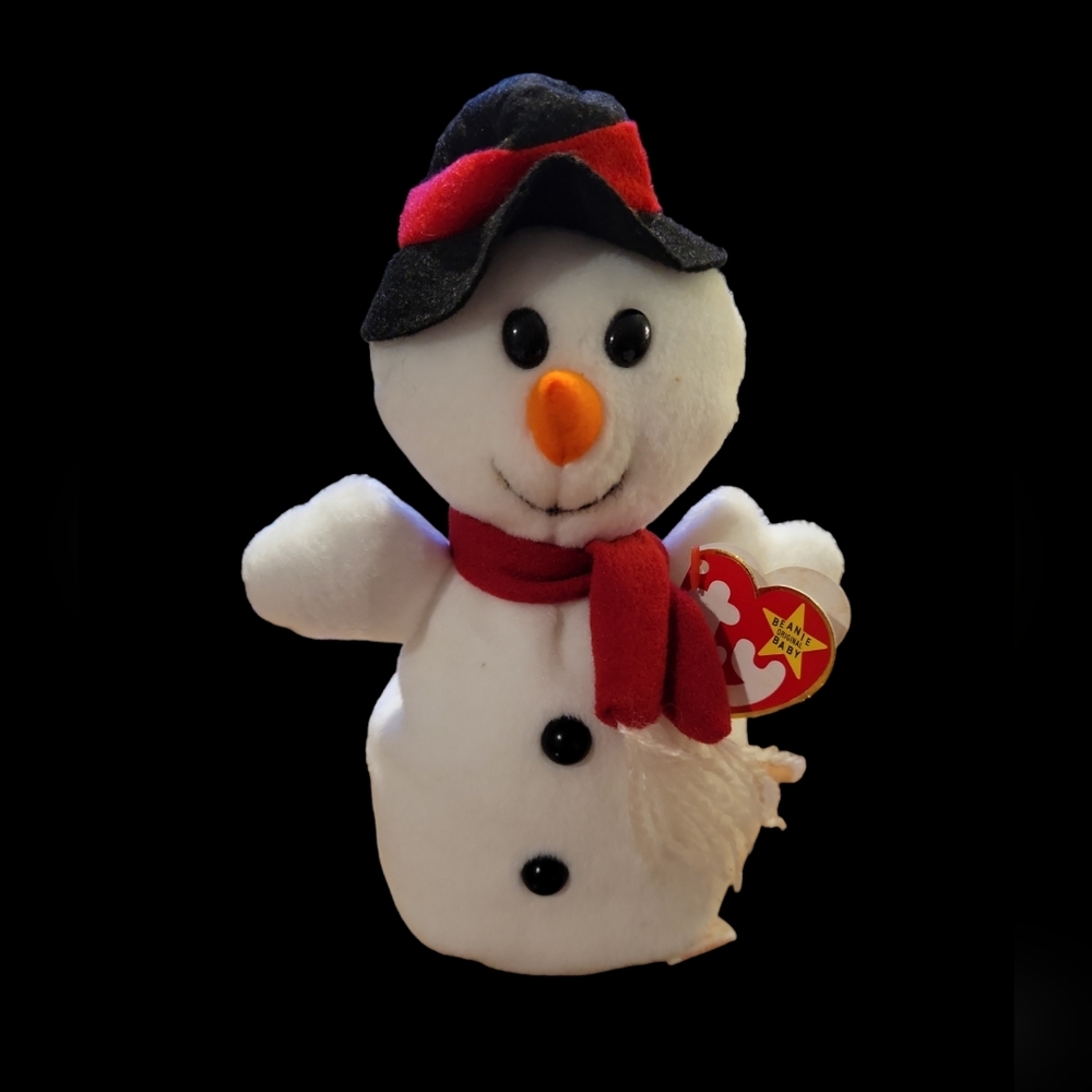 Retired TY Beanie Baby "Snowball" the Snowman ⛄️ with Hat and Scarf 🎩🧣